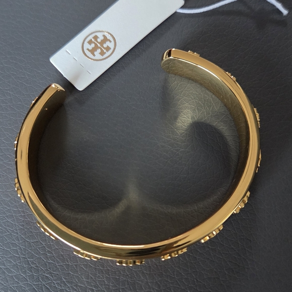 NEW Tory Burch Gold and Red Emblem Cuff Bracelet - Picture 4 of 5